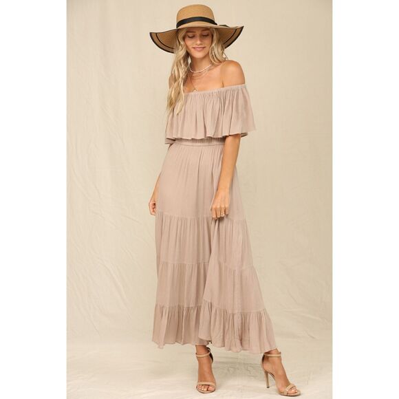 Kyemi RUFFLE OFF THE SHOULDER MAXI DRESS - Picture 2 of 4
